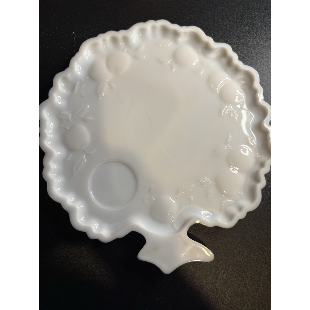 Hazel Atlas Tree of Life Milk Glass Snack Plate‎